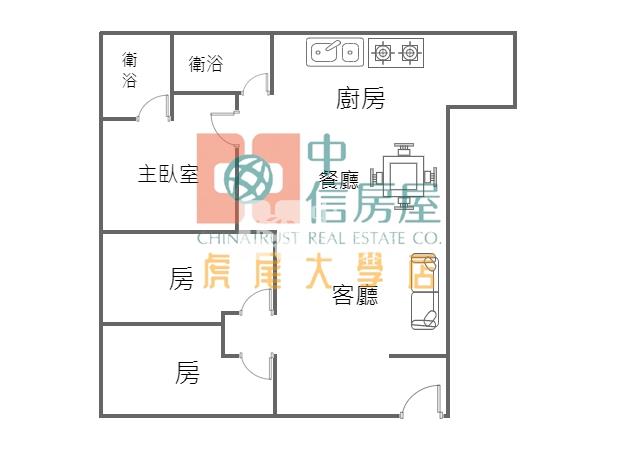 虎尾市中心3房華廈房屋室內格局與周邊環境