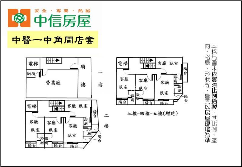 中醫一中電梯角間店套房屋室內格局與周邊環境