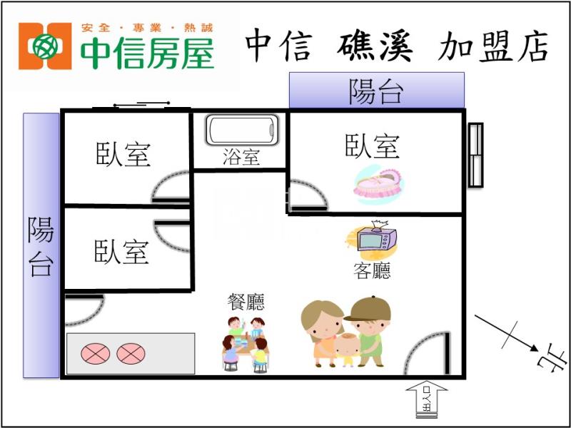 礁溪國小採光三房房屋室內格局與周邊環境