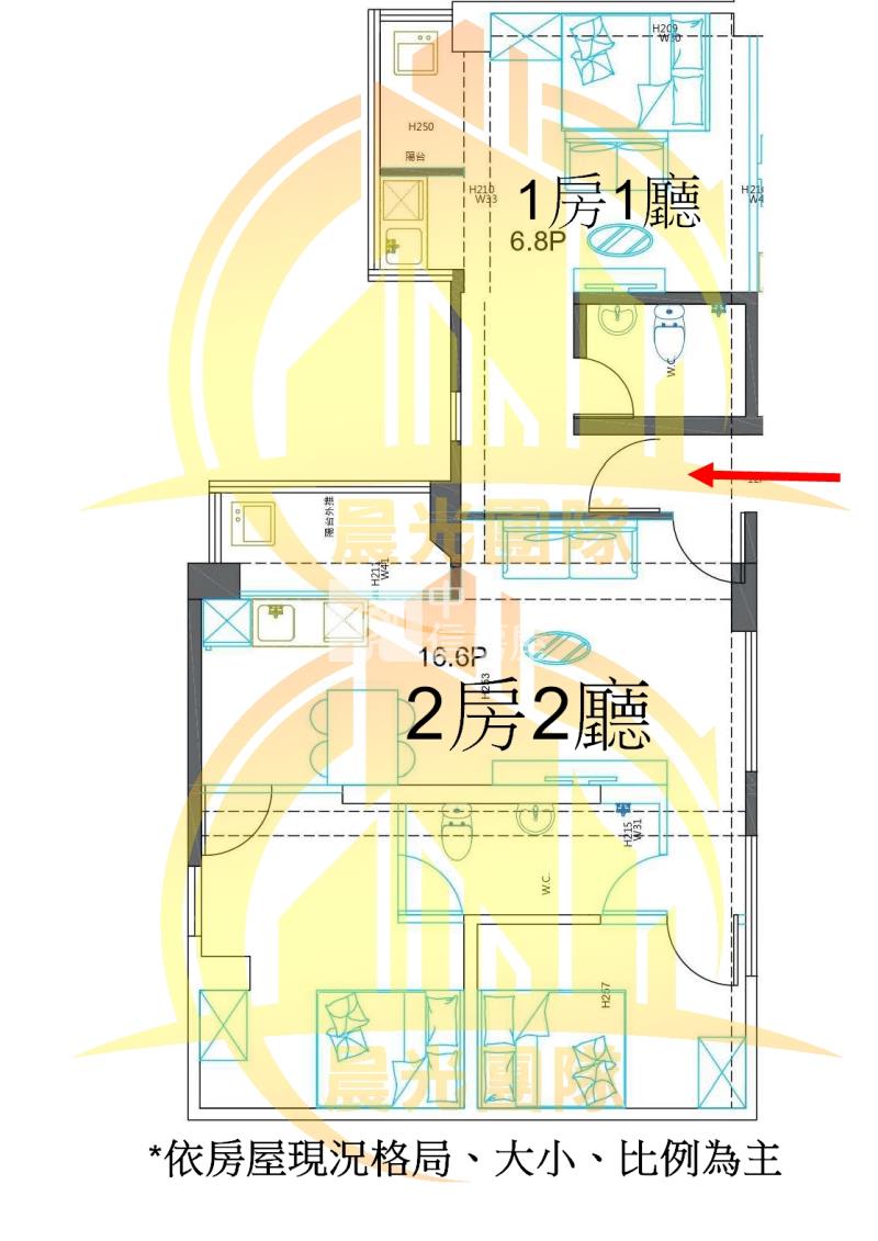 [晨光]A22捷運電梯收租2房+套房房屋室內格局與周邊環境