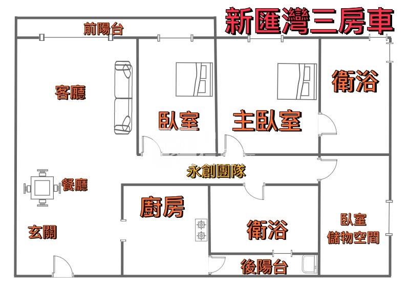 (永創團隊)新匯灣海景3房+車位房屋室內格局與周邊環境