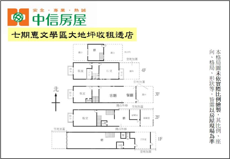 七期惠文學區大地坪收租透店房屋室內格局與周邊環境