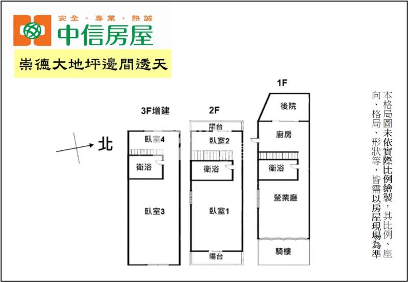 崇德大地坪邊間透天房屋室內格局與周邊環境