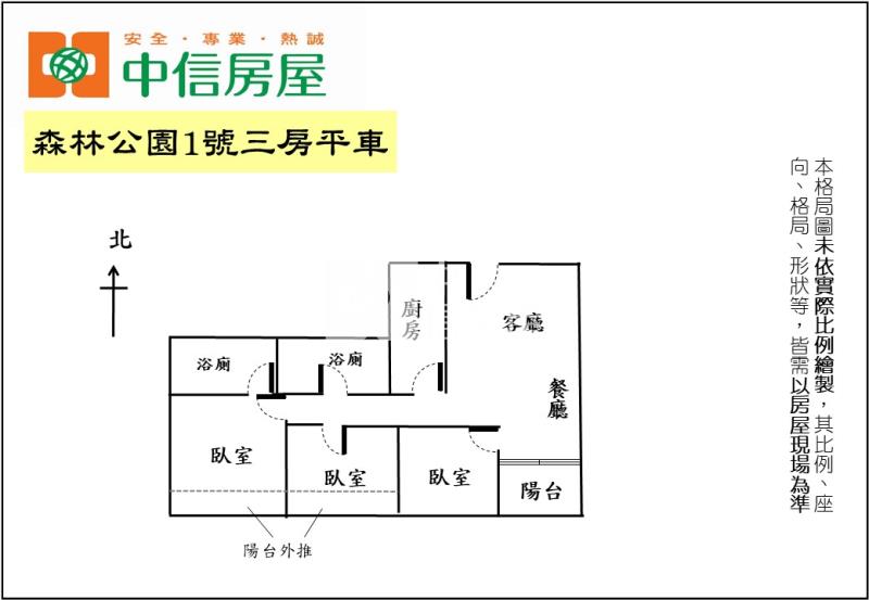 森林公園1號三房平車房屋室內格局與周邊環境