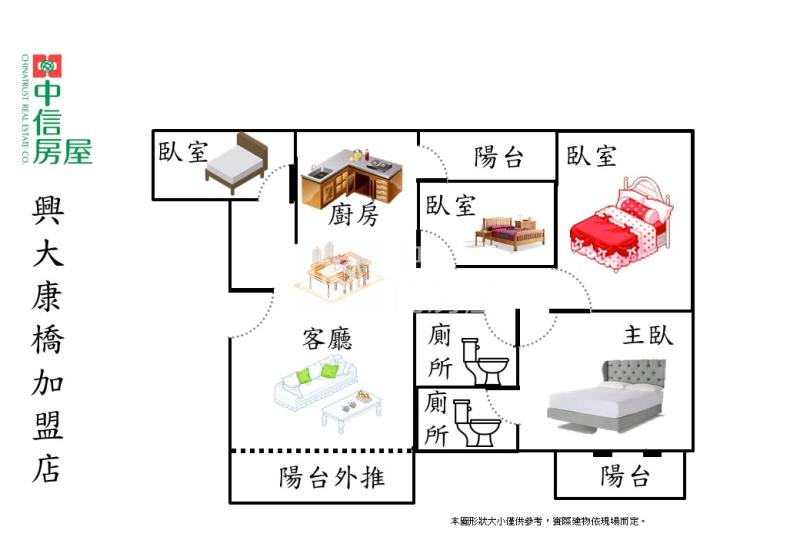 美村商圈健康公園大四房平車美廈房屋室內格局與周邊環境