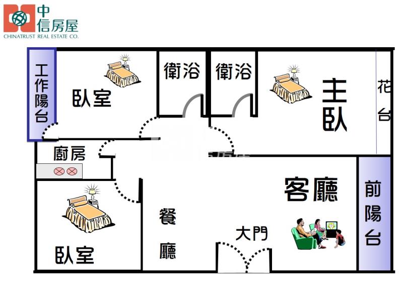 亞灣大3房房屋室內格局與周邊環境