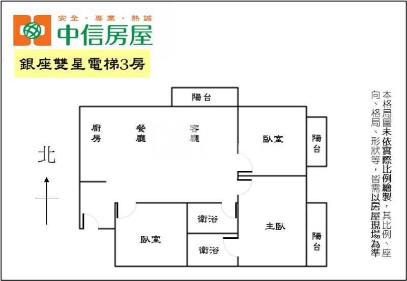 銀座雙星電梯3房房屋室內格局與周邊環境