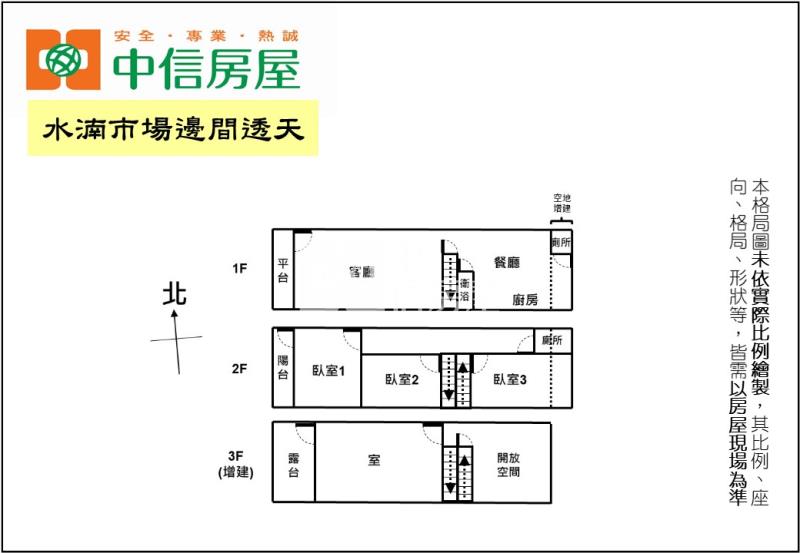 水湳市場邊間透天房屋室內格局與周邊環境