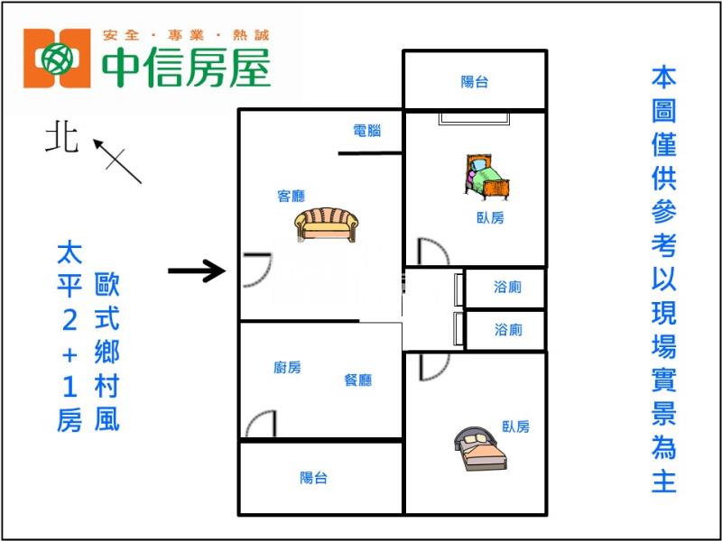 太平2+1房歐式鄉村風房屋室內格局與周邊環境