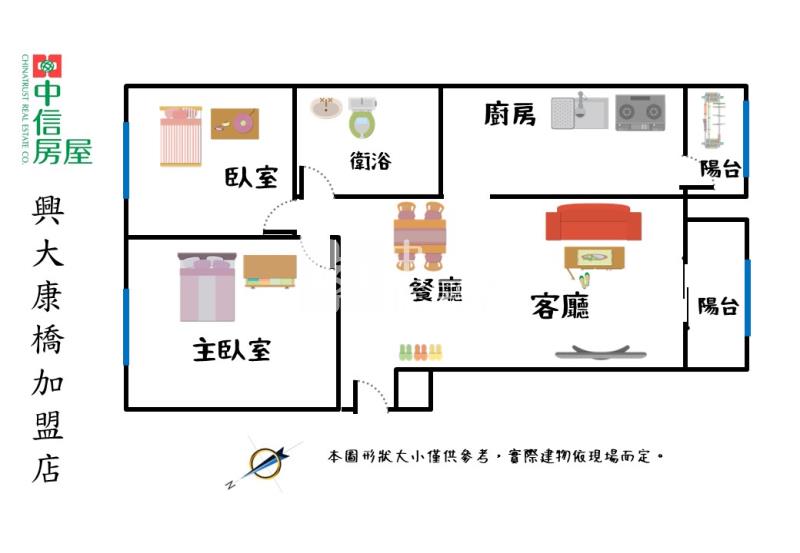 高鐵特區輕屋齡雙陽台精裝大2房平車樹梢戶房屋室內格局與周邊環境