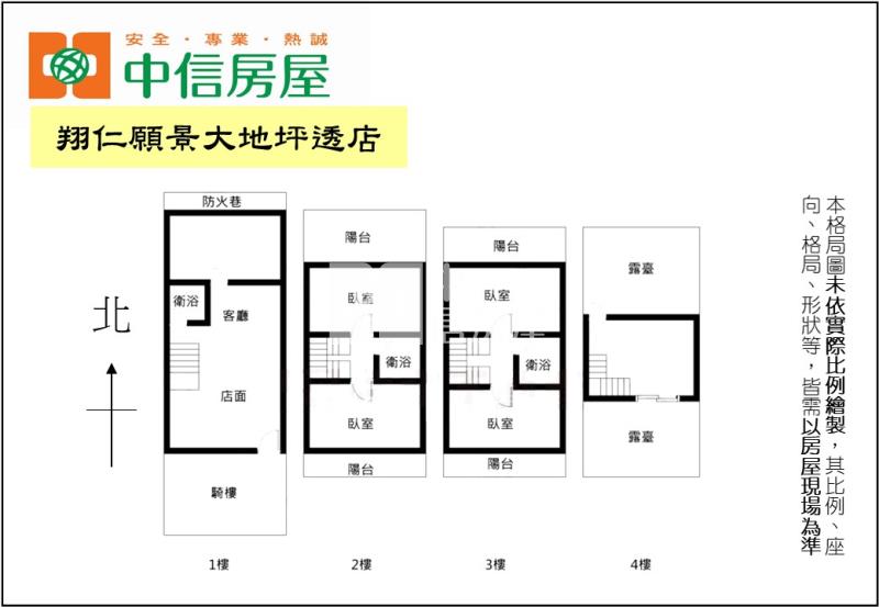 翔仁願景大地坪透店房屋室內格局與周邊環境