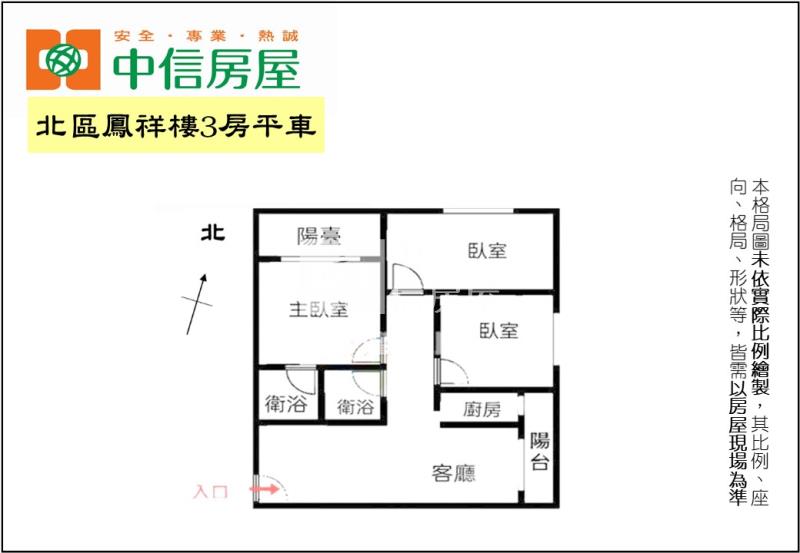 北區鳳翔樓3房平車房屋室內格局與周邊環境