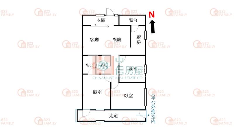 民俗公園庭院三房平車房屋室內格局與周邊環境