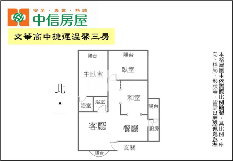 文華高中捷運溫馨三房房屋室內格局與周邊環境