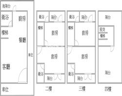 京元全新三車位透天房屋室內格局與周邊環境