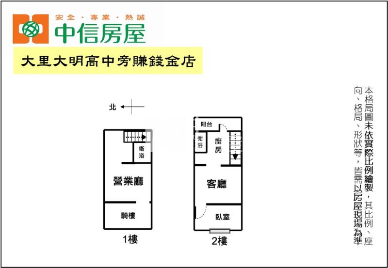 大里大明高中旁賺錢金店房屋室內格局與周邊環境