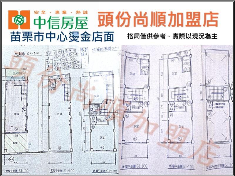 苗栗市中心燙金店面房屋室內格局與周邊環境