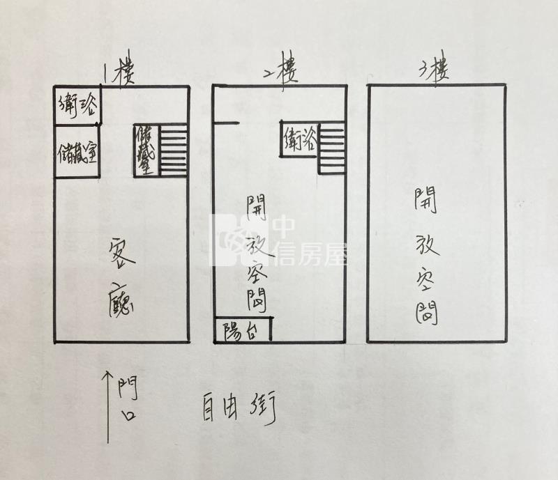 自由街透天房屋室內格局與周邊環境