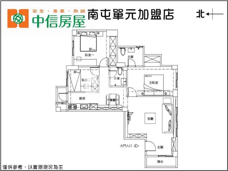 一中時尚3房房屋室內格局與周邊環境