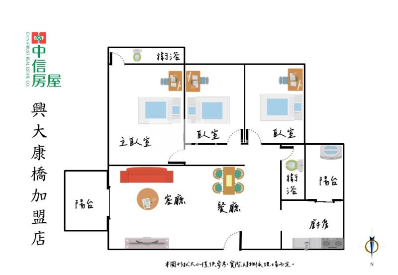 新光特區面國小無限視野︱邊間正3房已租平面車位房屋室內格局與周邊環境