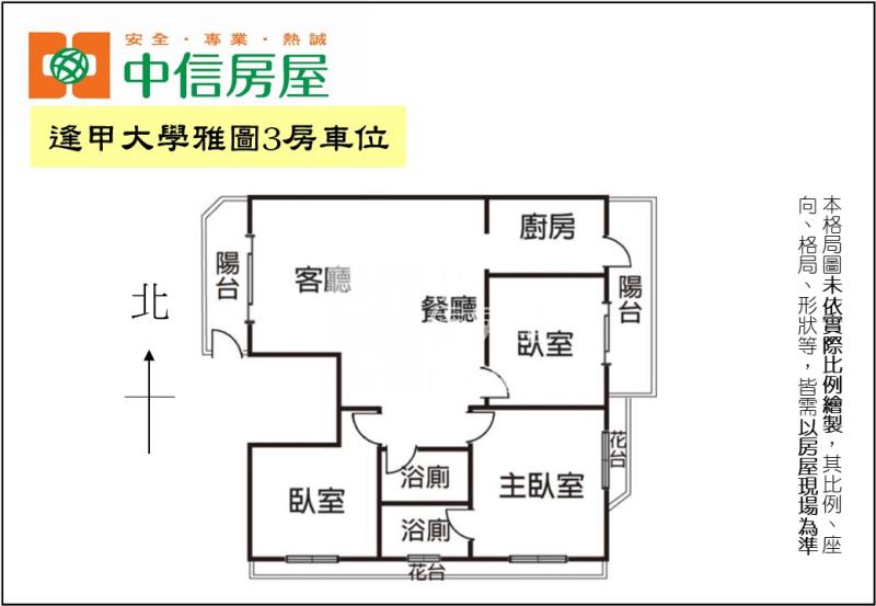 逢甲大學雅園3房車位房屋室內格局與周邊環境