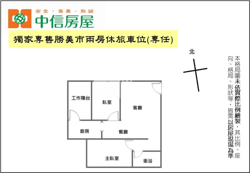 獨家專售勝美市兩房休旅車位(專任)房屋室內格局與周邊環境