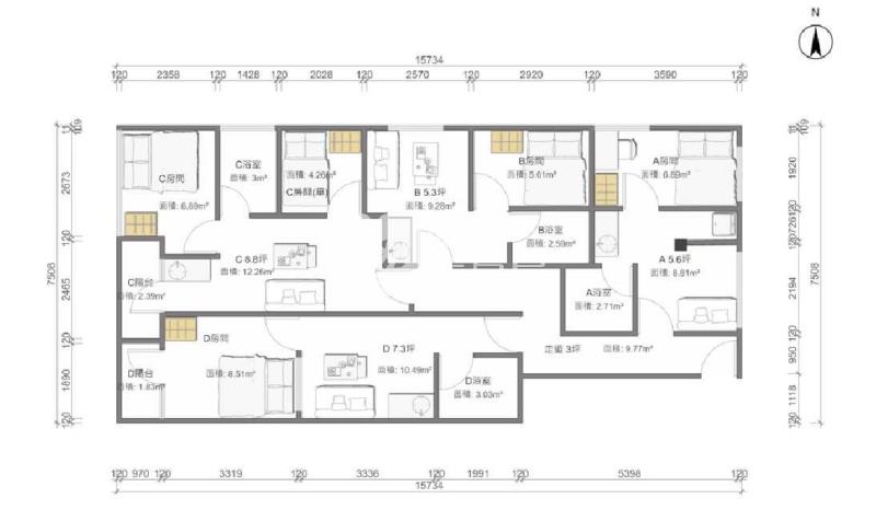 中壢車站1間2房+3間大套房房屋室內格局與周邊環境