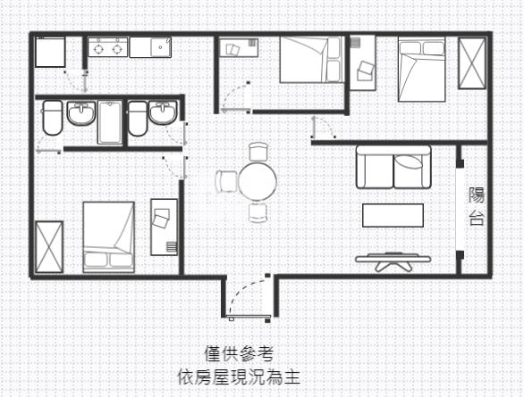 金雅" 悅佳川青 " 三房平面大車位房屋室內格局與周邊環境