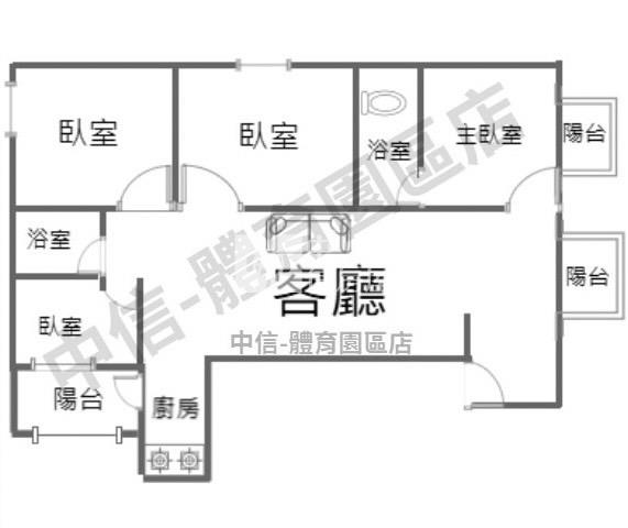 中原精美電梯大四房車房屋室內格局與周邊環境