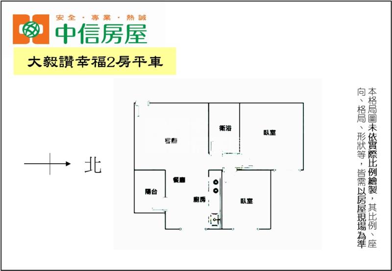 大毅讚幸福2房平車房屋室內格局與周邊環境