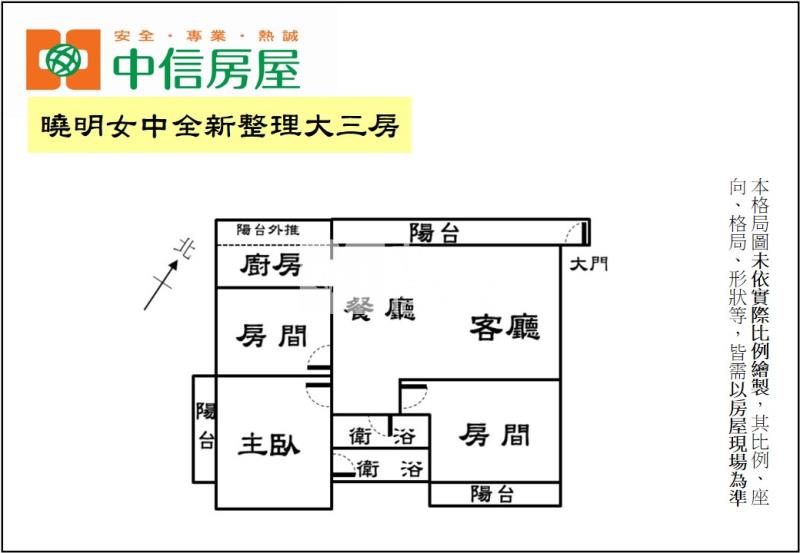 曉明女中全新整理大三房房屋室內格局與周邊環境