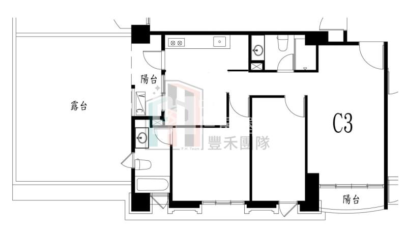 【豐禾】環球A19稀有大露臺3改2房車房屋室內格局與周邊環境