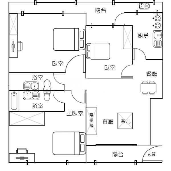 專-捷運站3房+車位使用權【公寓】房屋室內格局與周邊環境