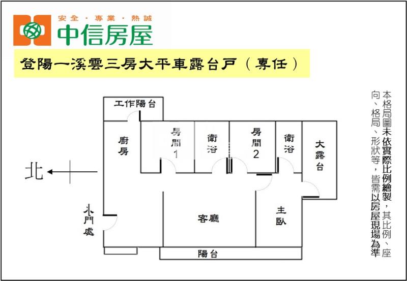 登陽一溪雲三房大平車露台戶(專任)房屋室內格局與周邊環境