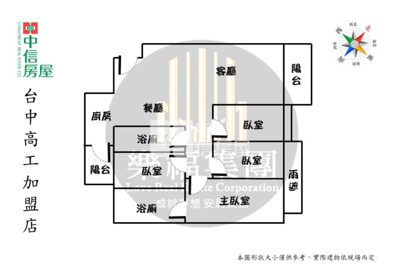 中山醫6年屋大三房+B1平車露台戶房屋室內格局與周邊環境