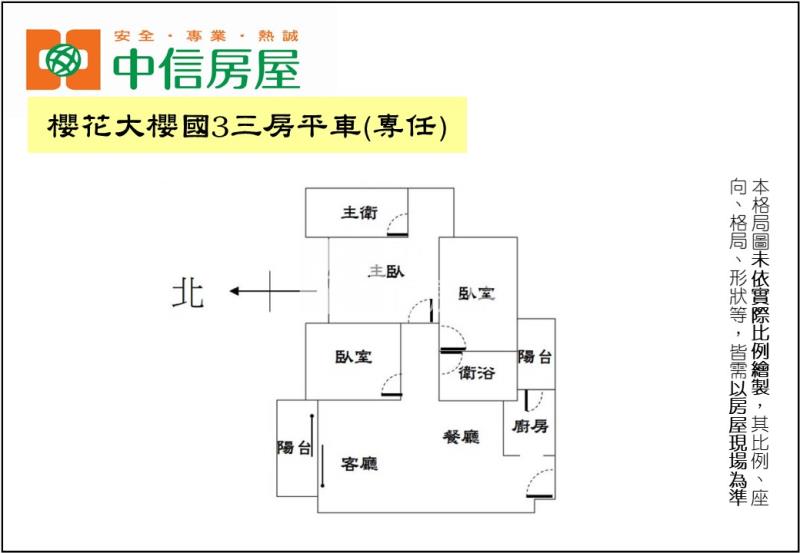 櫻花大櫻國3三房平車(專任)房屋室內格局與周邊環境