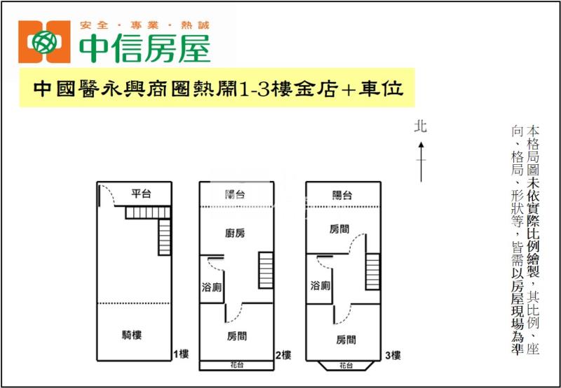 中國醫永興商圈熱鬧1-3樓金店+車位房屋室內格局與周邊環境