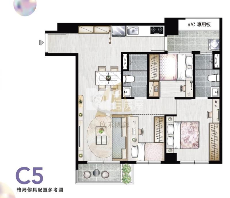 【玖禾】草漯國小2+1房2套衛浴+車房屋室內格局與周邊環境