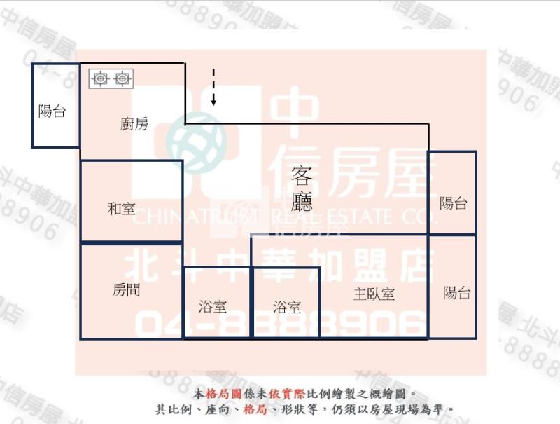 彰化金馬大鎮美3房附車位房屋室內格局與周邊環境