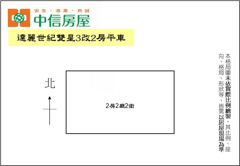 達麗世紀雙星3改2房平車房屋室內格局與周邊環境