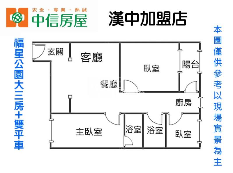 福星公園大三房+雙平車房屋室內格局與周邊環境
