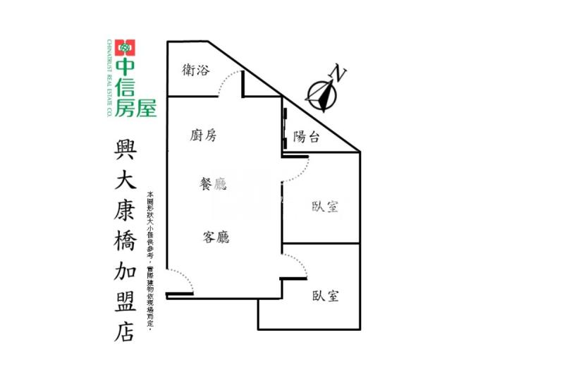中華商圈柳川旁電梯2房C房屋室內格局與周邊環境