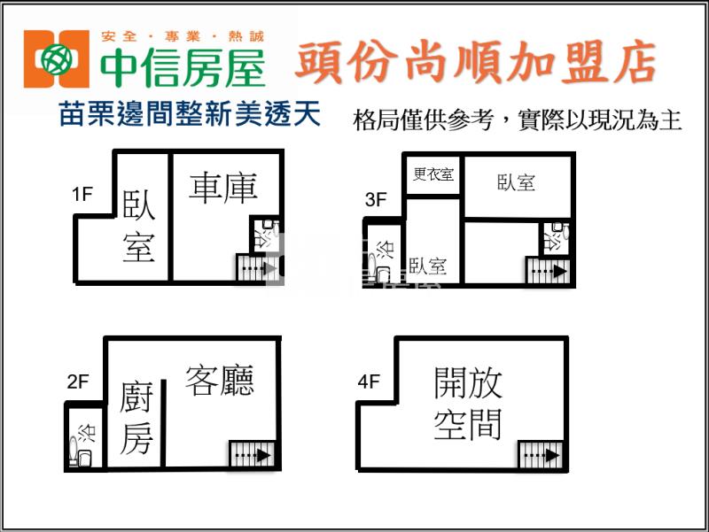 苗栗邊間整新美透天房屋室內格局與周邊環境