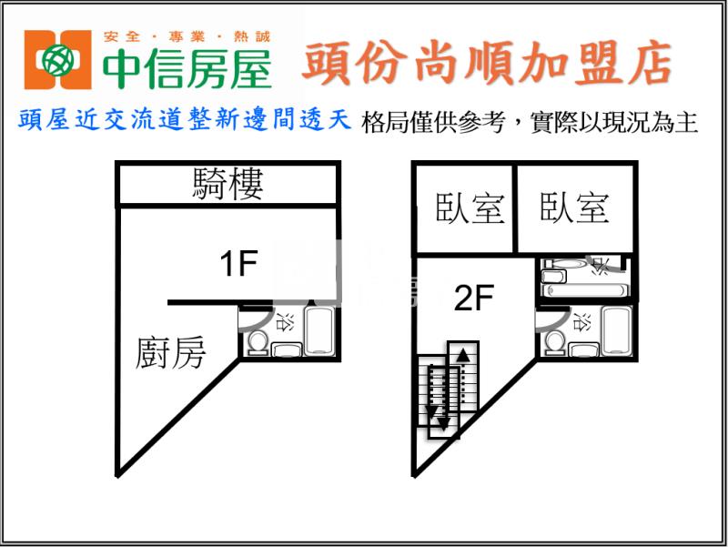 頭屋近交流道整新邊間透天房屋室內格局與周邊環境
