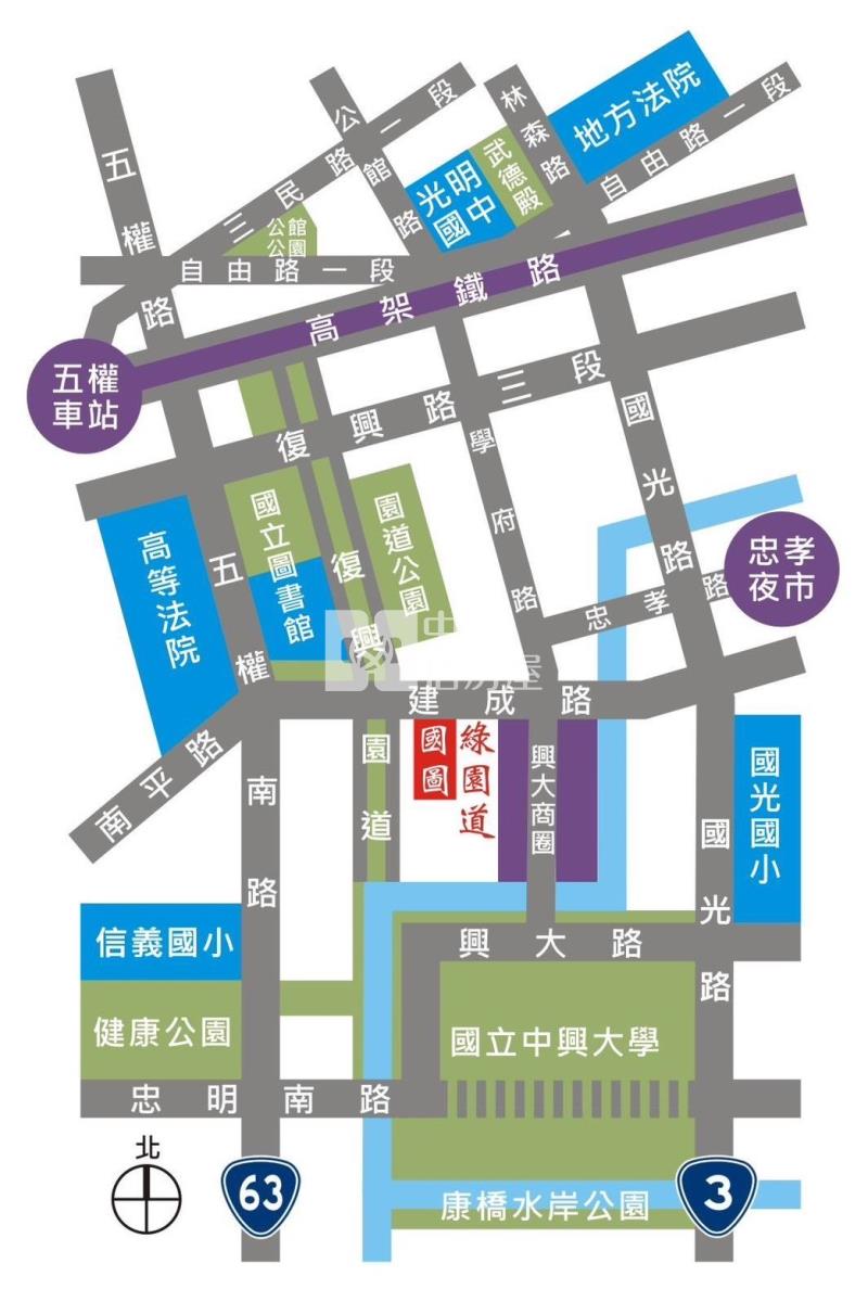 中興大學旁全新國圖綠園道電墅房屋室內格局與周邊環境