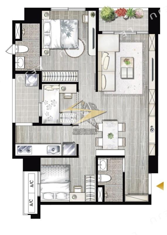 【星鑽】青埔A18鴻築馥麗全新交屋雙衛浴2+1房車房屋室內格局與周邊環境