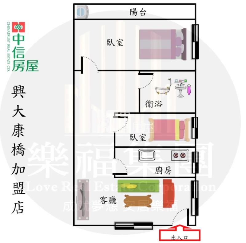 松竹捷運商圈兩房健身美寓房屋室內格局與周邊環境