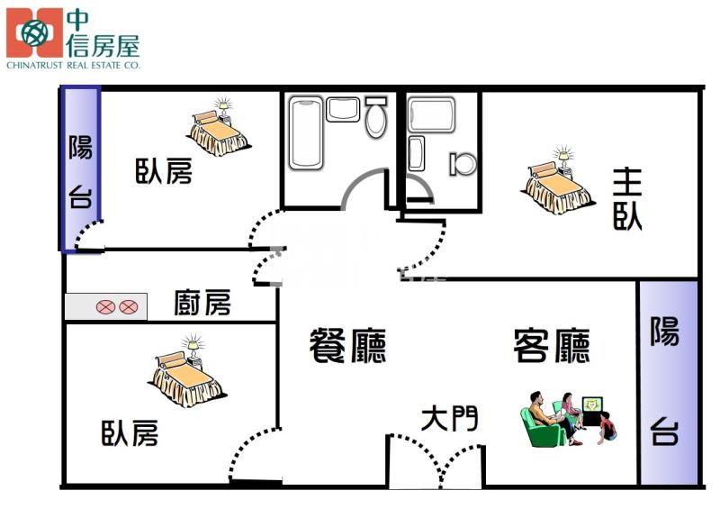 亞灣總圖大3房+平車房屋室內格局與周邊環境