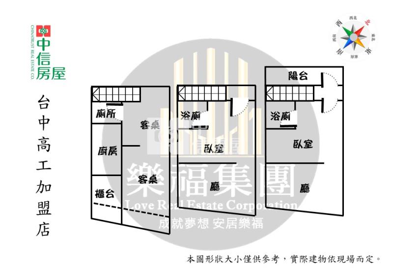 嶺東精科園區黃金透店房屋室內格局與周邊環境