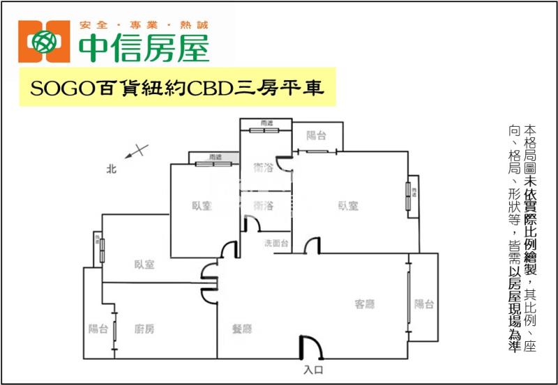 SOGO百貨紐約CBD三房平車房屋室內格局與周邊環境